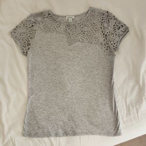 NWOT Sundance,Gray Lace Detail Top